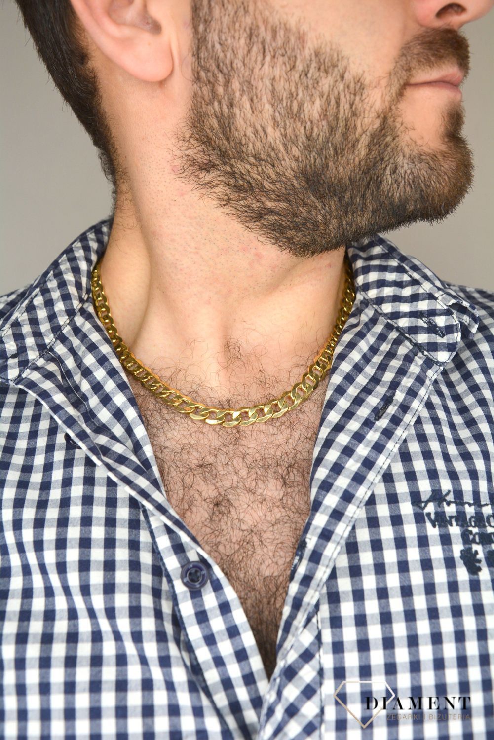 Złoty łańcuszek 585 pancerka 9 mm DIA-LAN-1117-585D 9mm  ✅ Złoty łańcuszek o splocie pancerki ✅.jpg